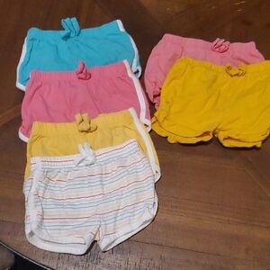 Blue and Pink Casual Shorts with Elastic Waistband Set Of 6